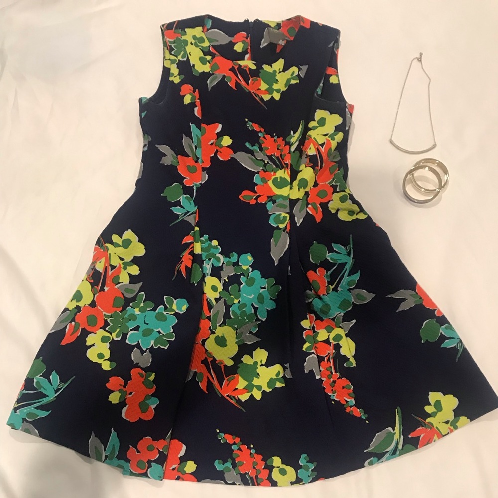 Navy/multi A-line dress with pockets
